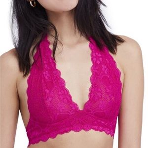 NWT Free People Galloon Lace Bralette in Red Berry Size Small